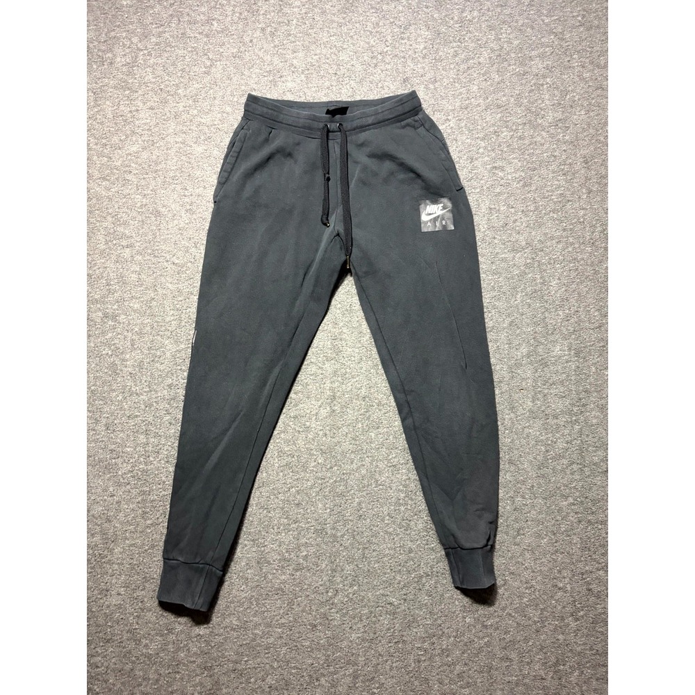 Nike Air Jogger Pants Mens Small Black Fleece Lined Graphic Logo Drawstring